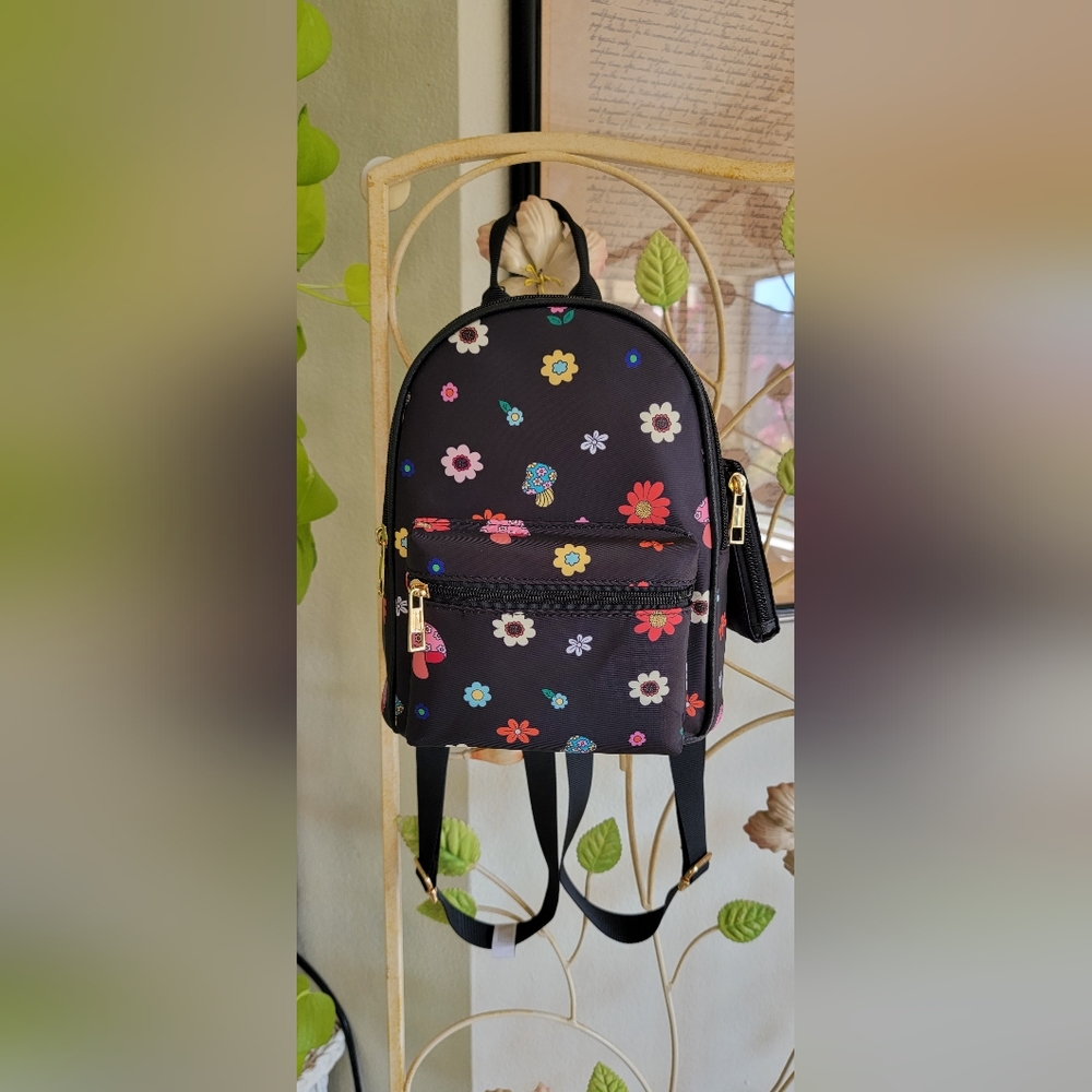 Mushroom floral whimsical mini backpack 🍄🌸